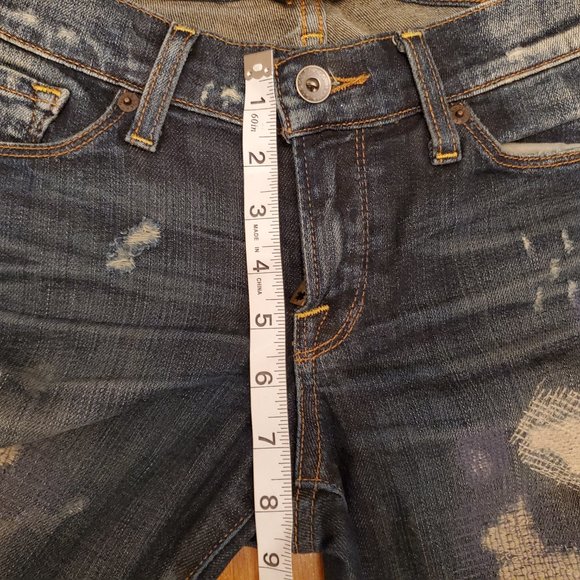 Lucky Brand Zoe Jeans Womens 4x27 Blue Denim Dark Wash Skinny Stretch Distressed - Picture 13 of 15